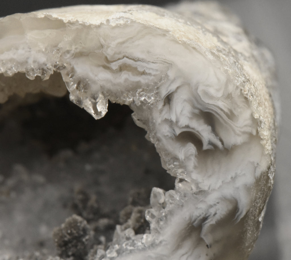 Gray Agate Druze Geode Half