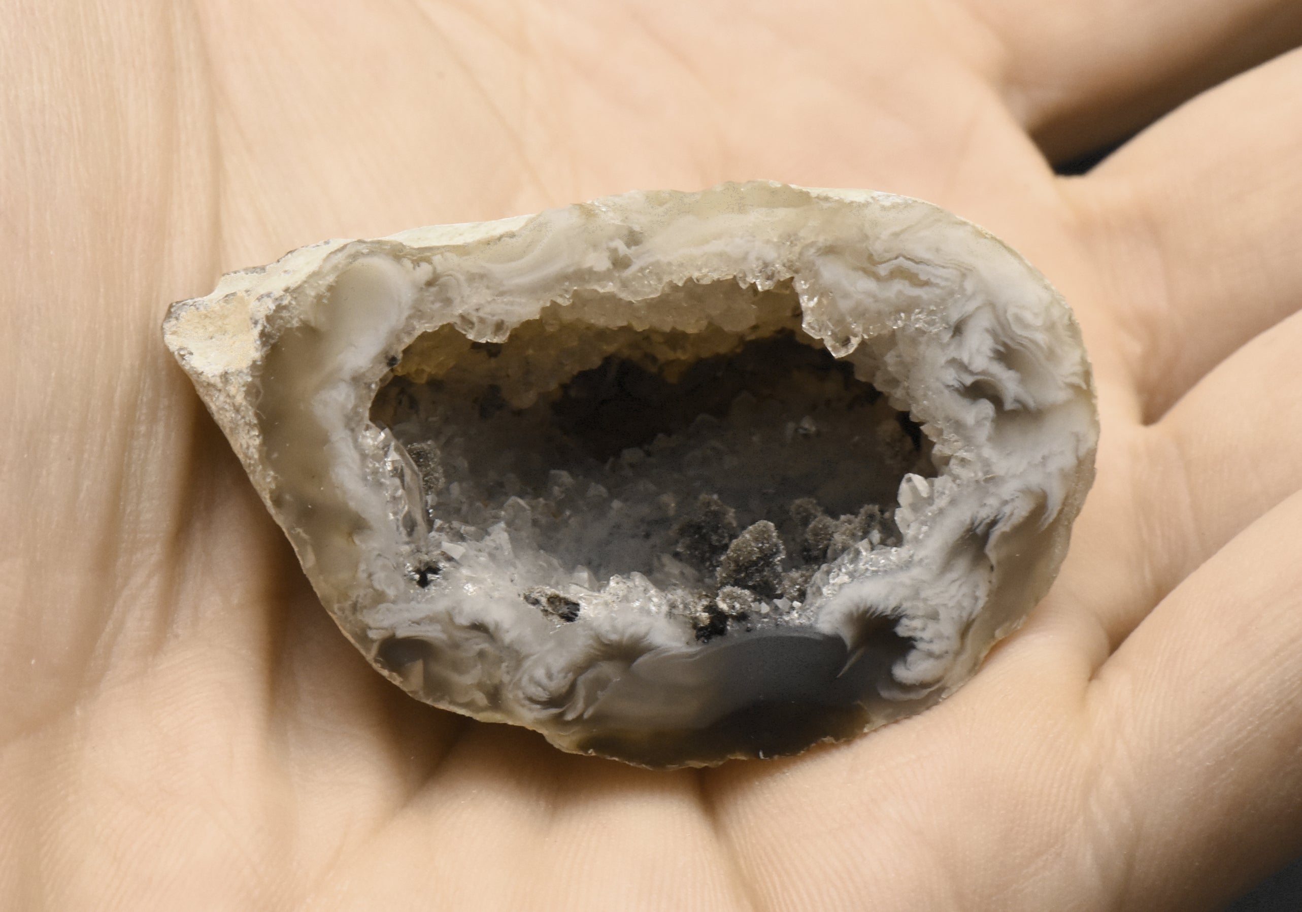 Gray Agate Druze Geode Half