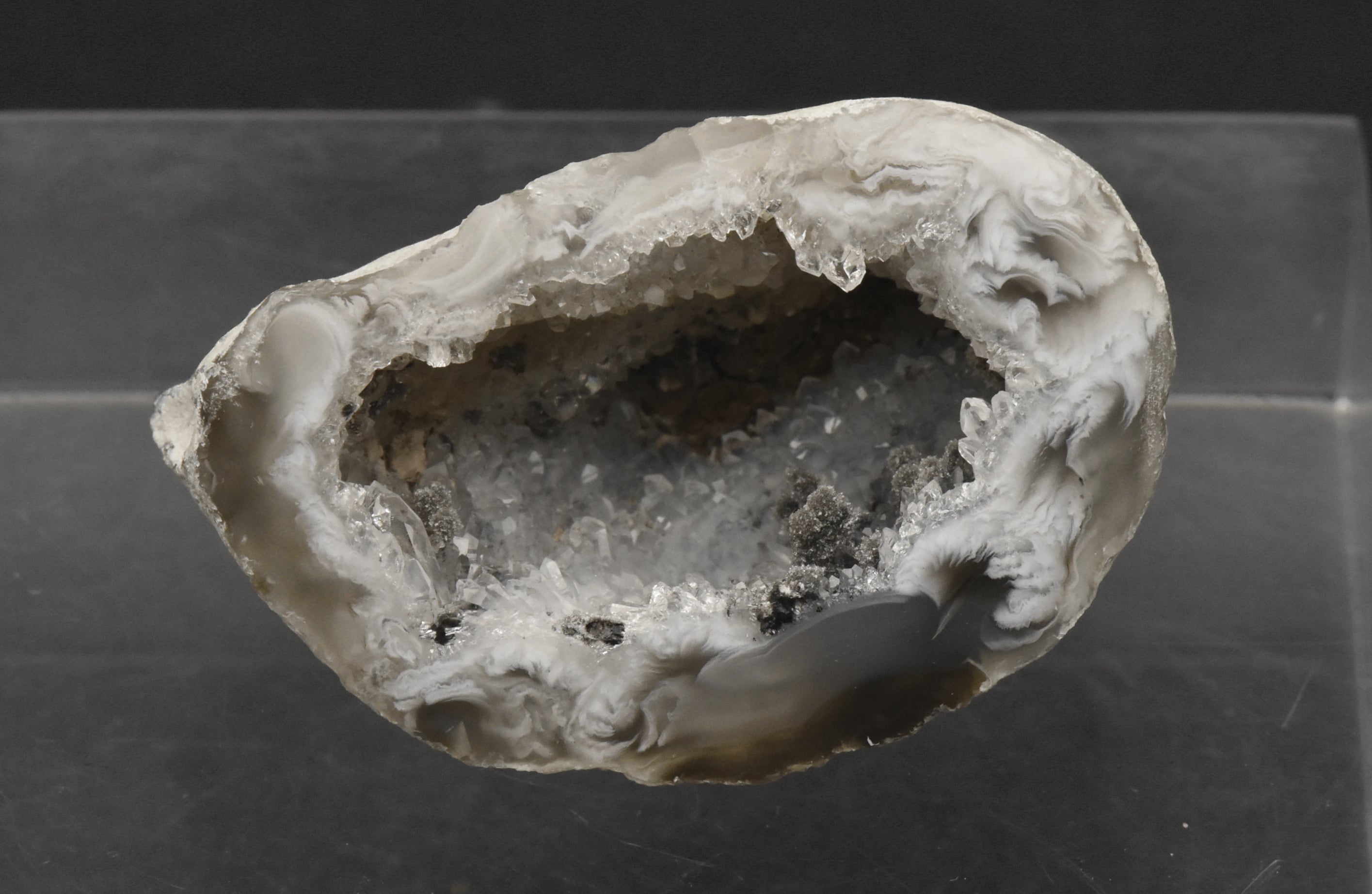 Gray Agate Druze Geode Half