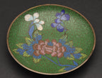 Vintage Green Cloisonne Floral Enamel Trinket Dish