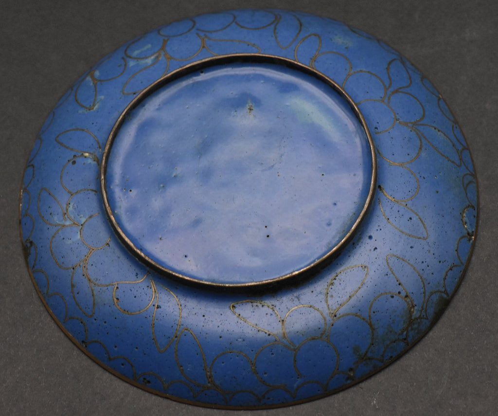 Vintage Green Cloisonne Floral Enamel Trinket Dish