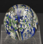 Vintage Blue, White and Green Confetti Floral Paperweight