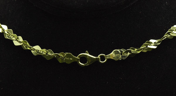 Vintage Italian Green Tone Sterling Silver Chain Necklace - 30"