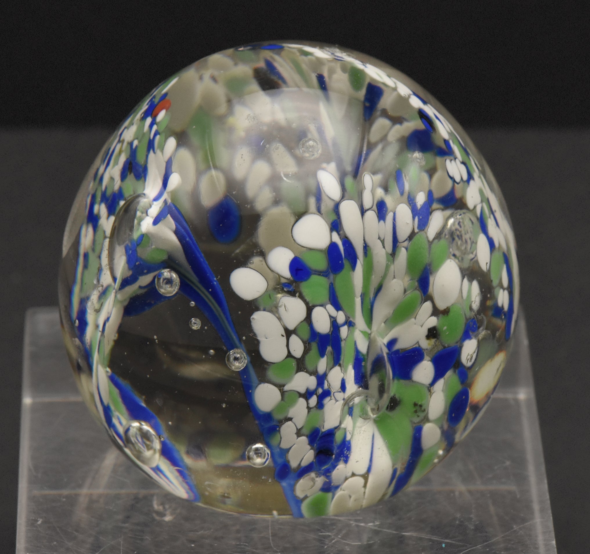 Vintage Blue, White and Green Confetti Floral Paperweight