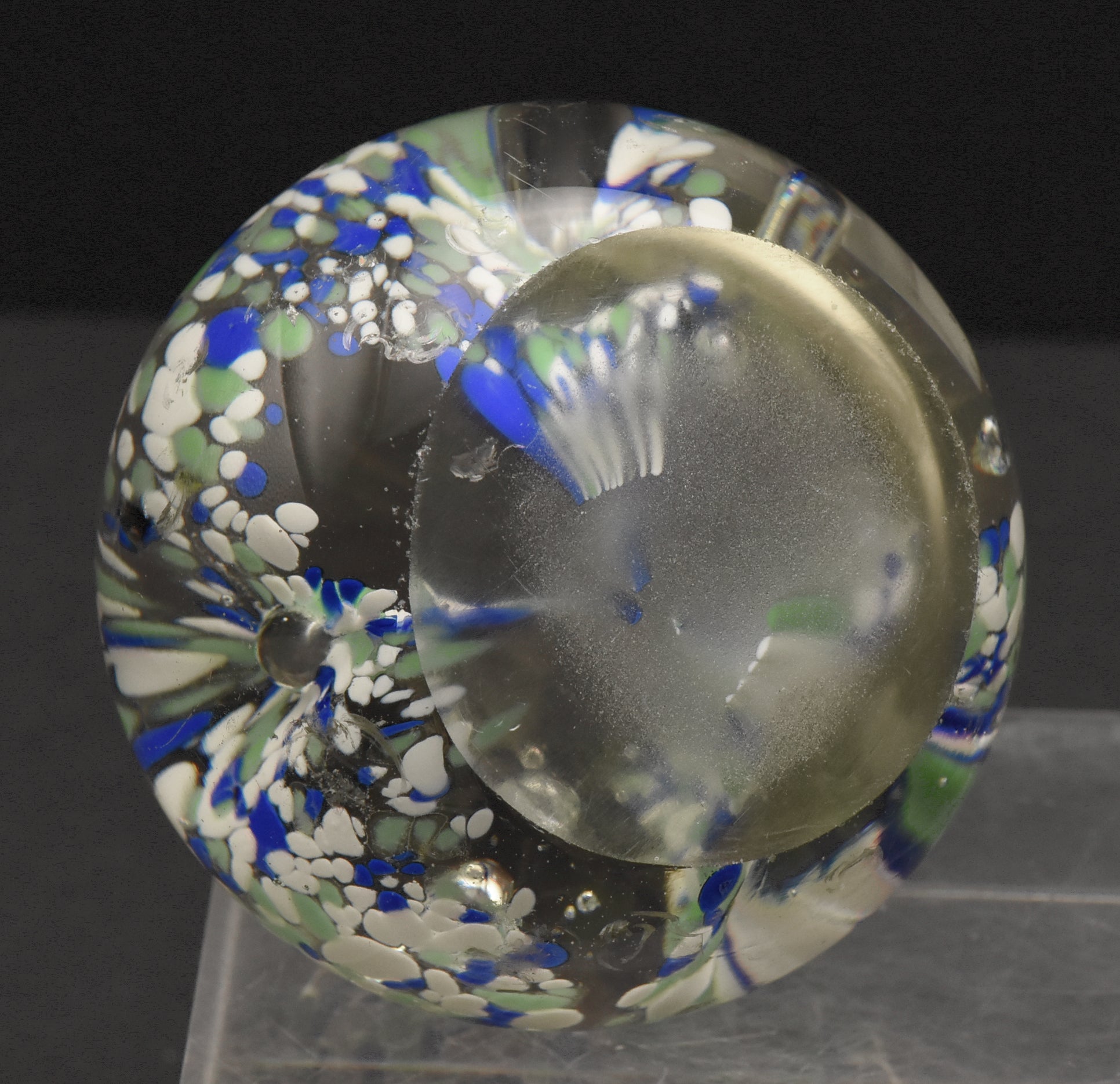 Vintage Blue, White and Green Confetti Floral Paperweight