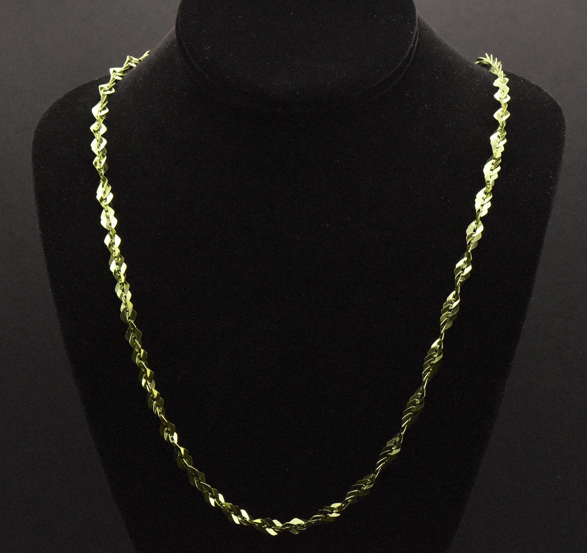 Vintage Italian Green Tone Sterling Silver Chain Necklace - 30"