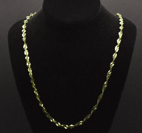 Vintage Italian Green Tone Sterling Silver Chain Necklace - 30"