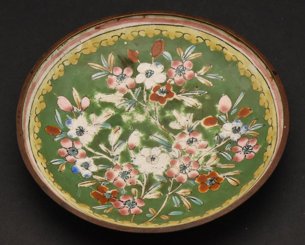 Vintage Hand Painted Floral Enamel Trinket Dish