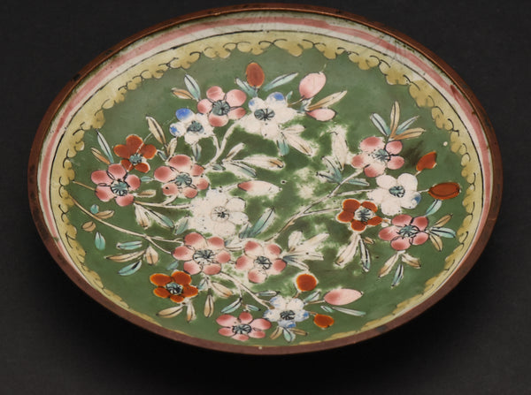 Vintage Hand Painted Floral Enamel Trinket Dish