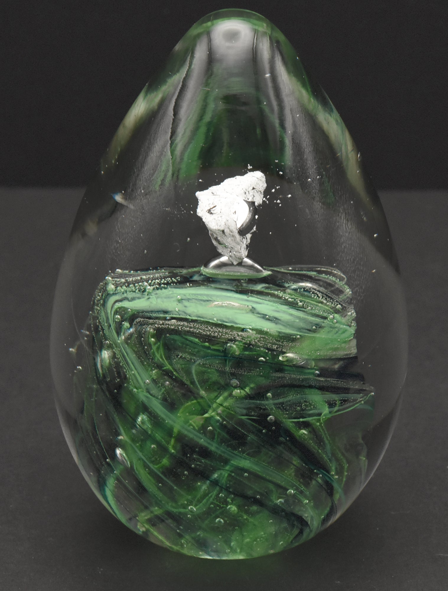 Vintage Green Swirl Glass Egg Paperweight