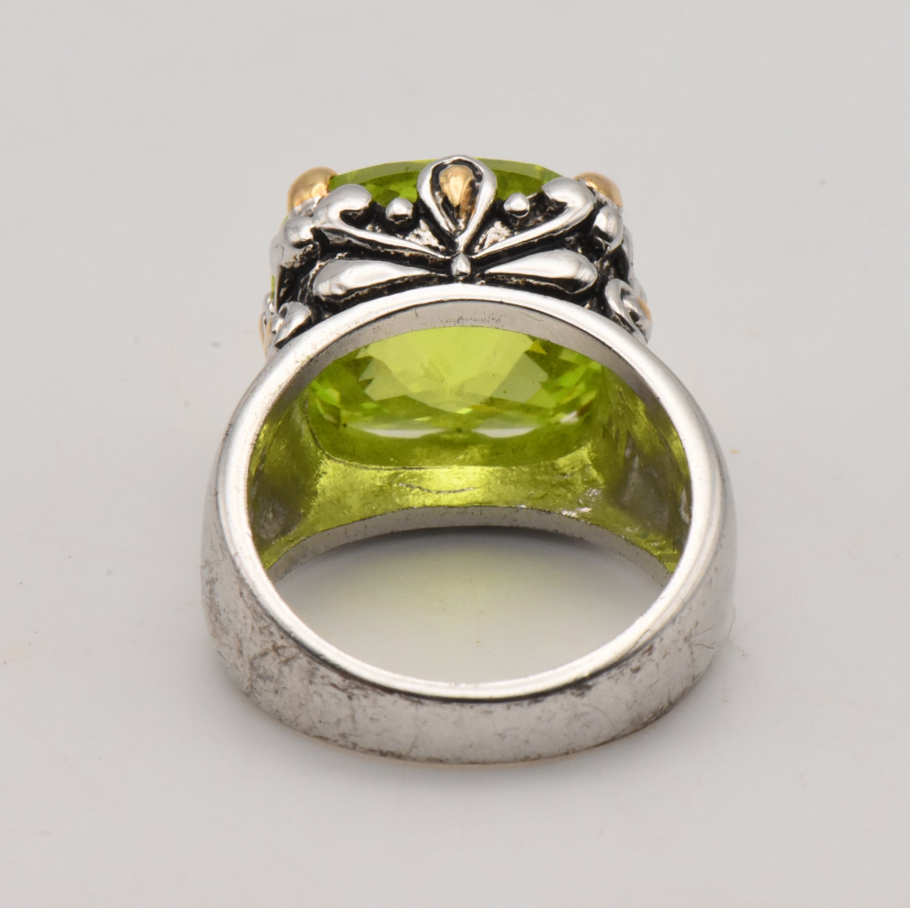 Electric Green Stunning Fire Cubic Zirconia 18K Gold Plate Accented Ring - Size 8