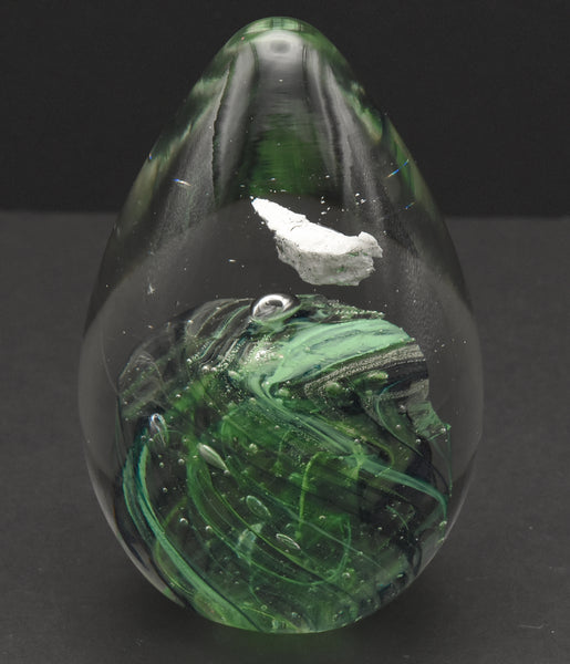 Vintage Green Swirl Glass Egg Paperweight