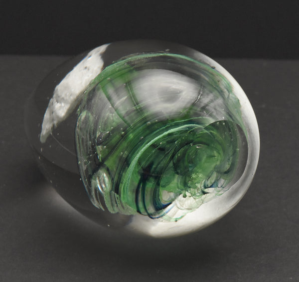 Vintage Green Swirl Glass Egg Paperweight