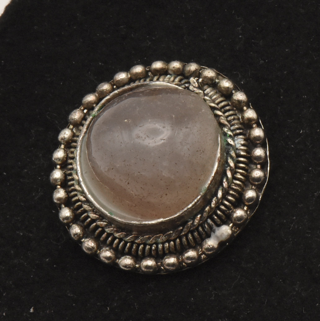 Vintage Polished Gray Agate Pendant - MISSING BAIL