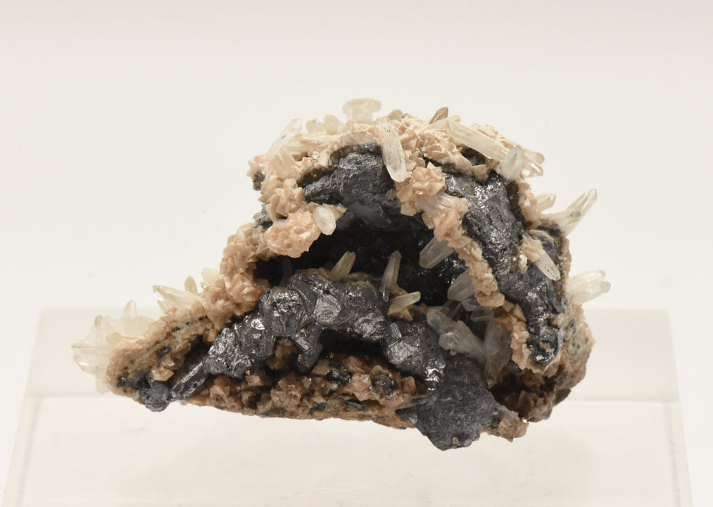 Galena and Dolomite with Quartz Crystals Mineral Specimen - Kosovo