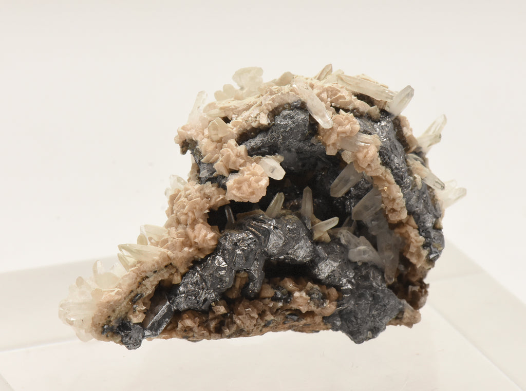 Galena and Dolomite with Quartz Crystals Mineral Specimen - Kosovo