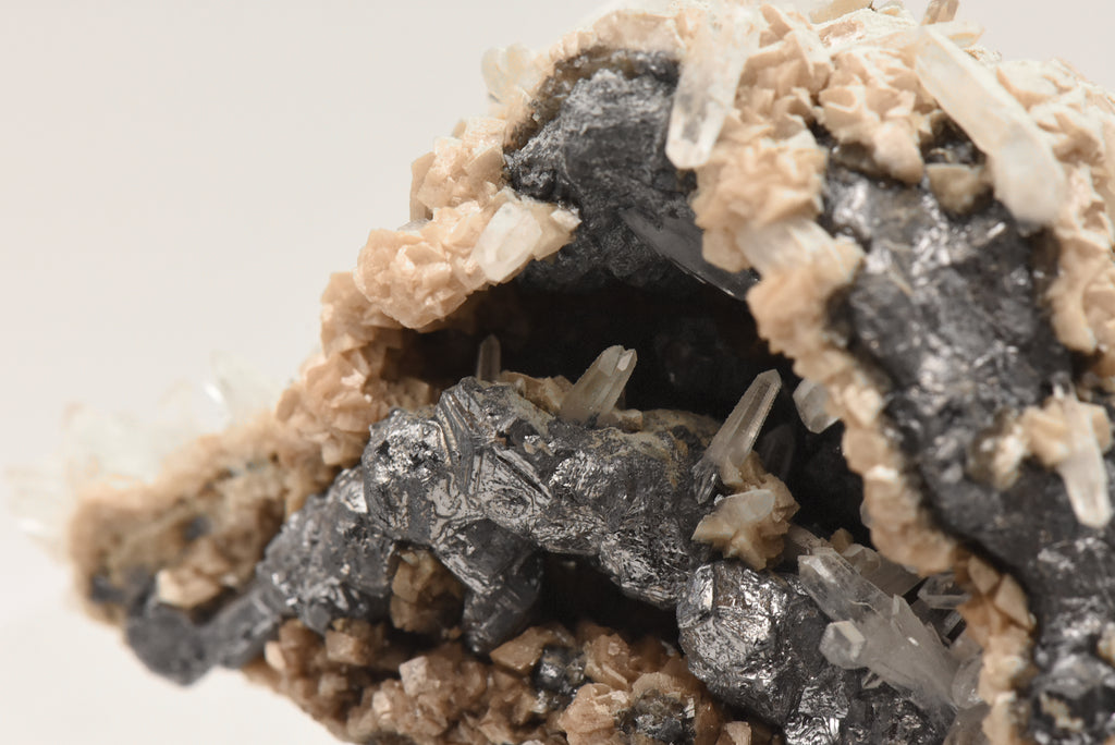 Galena and Dolomite with Quartz Crystals Mineral Specimen - Kosovo