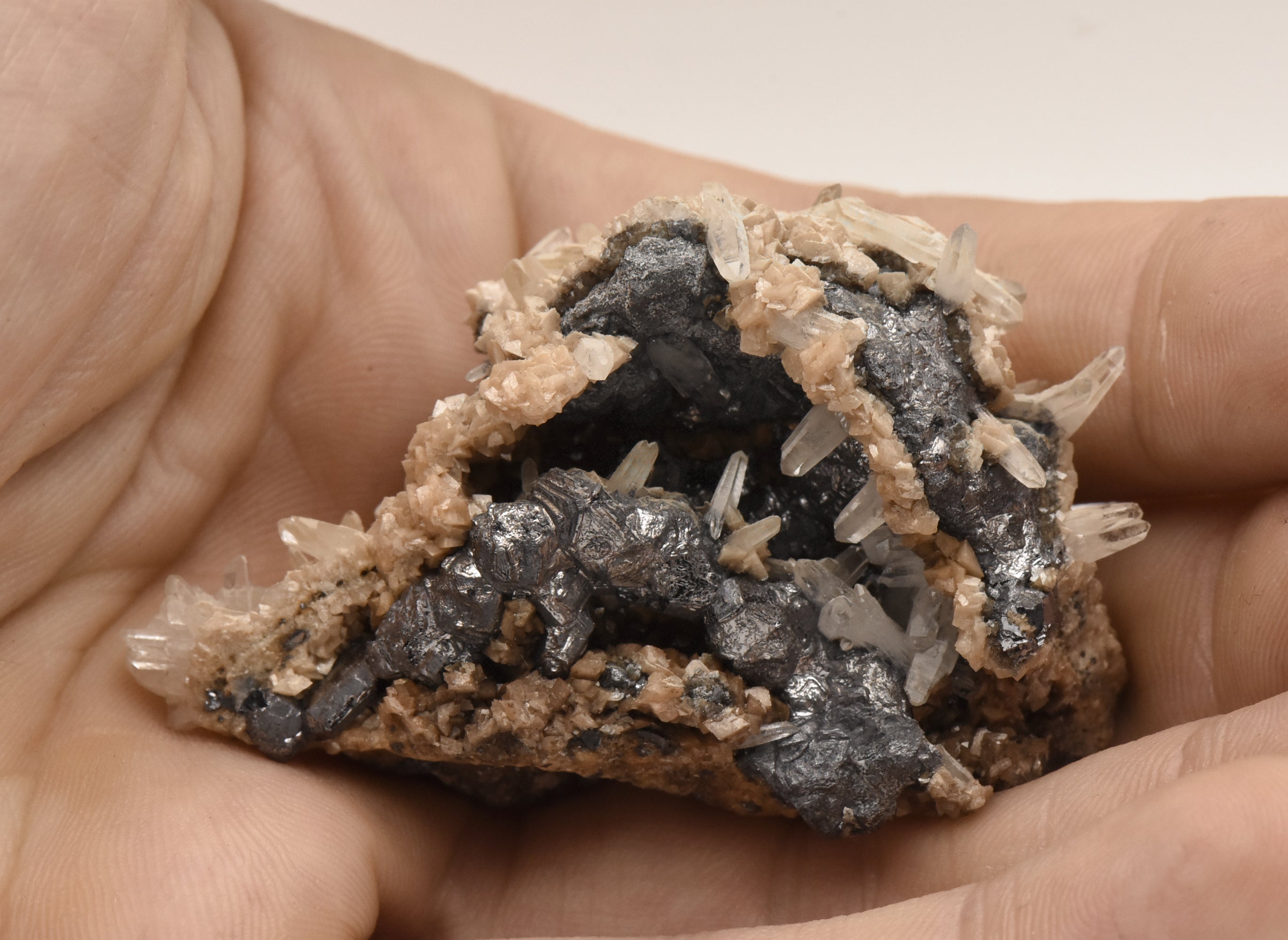 Galena and Dolomite with Quartz Crystals Mineral Specimen - Kosovo