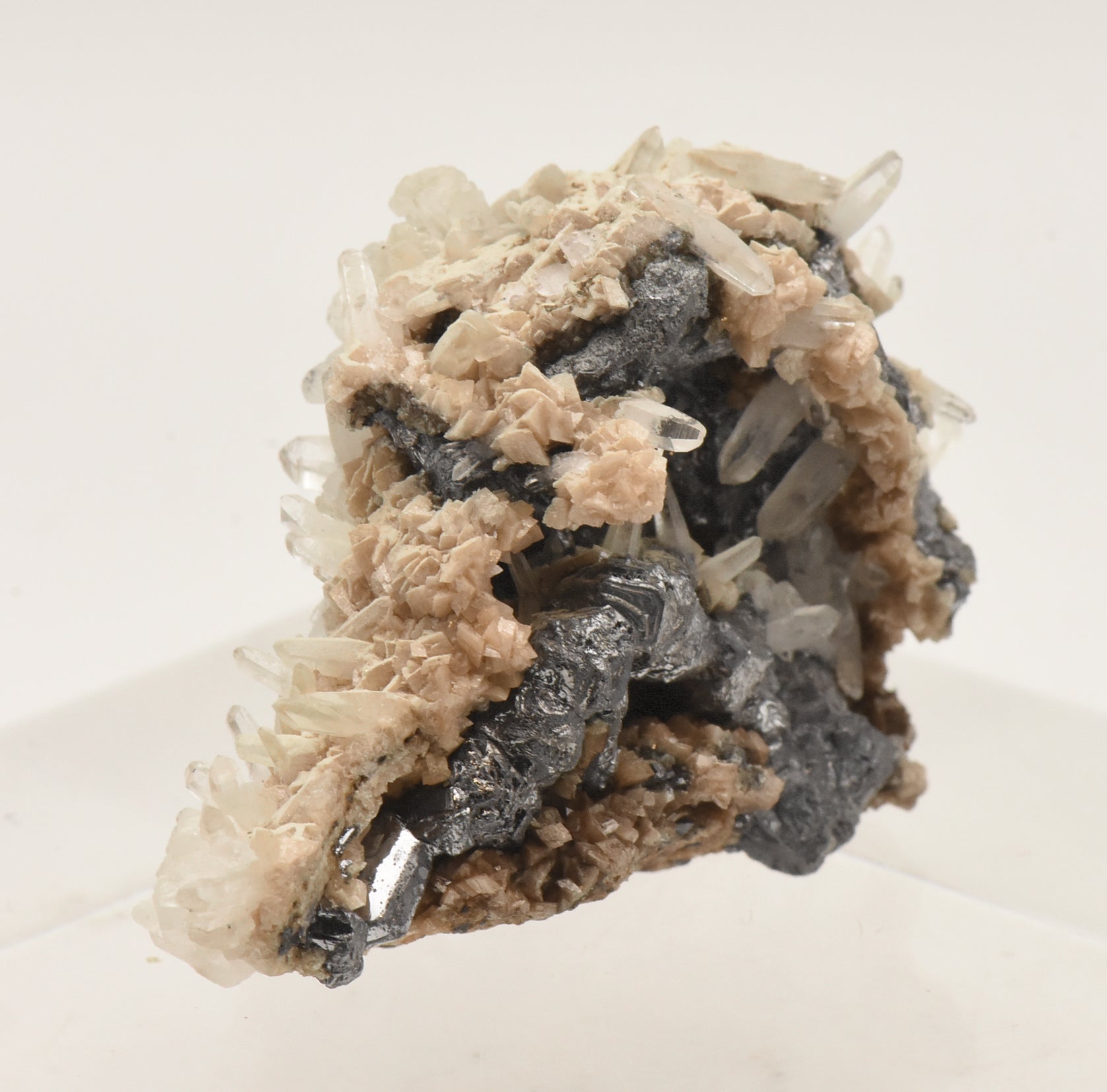 Galena and Dolomite with Quartz Crystals Mineral Specimen - Kosovo