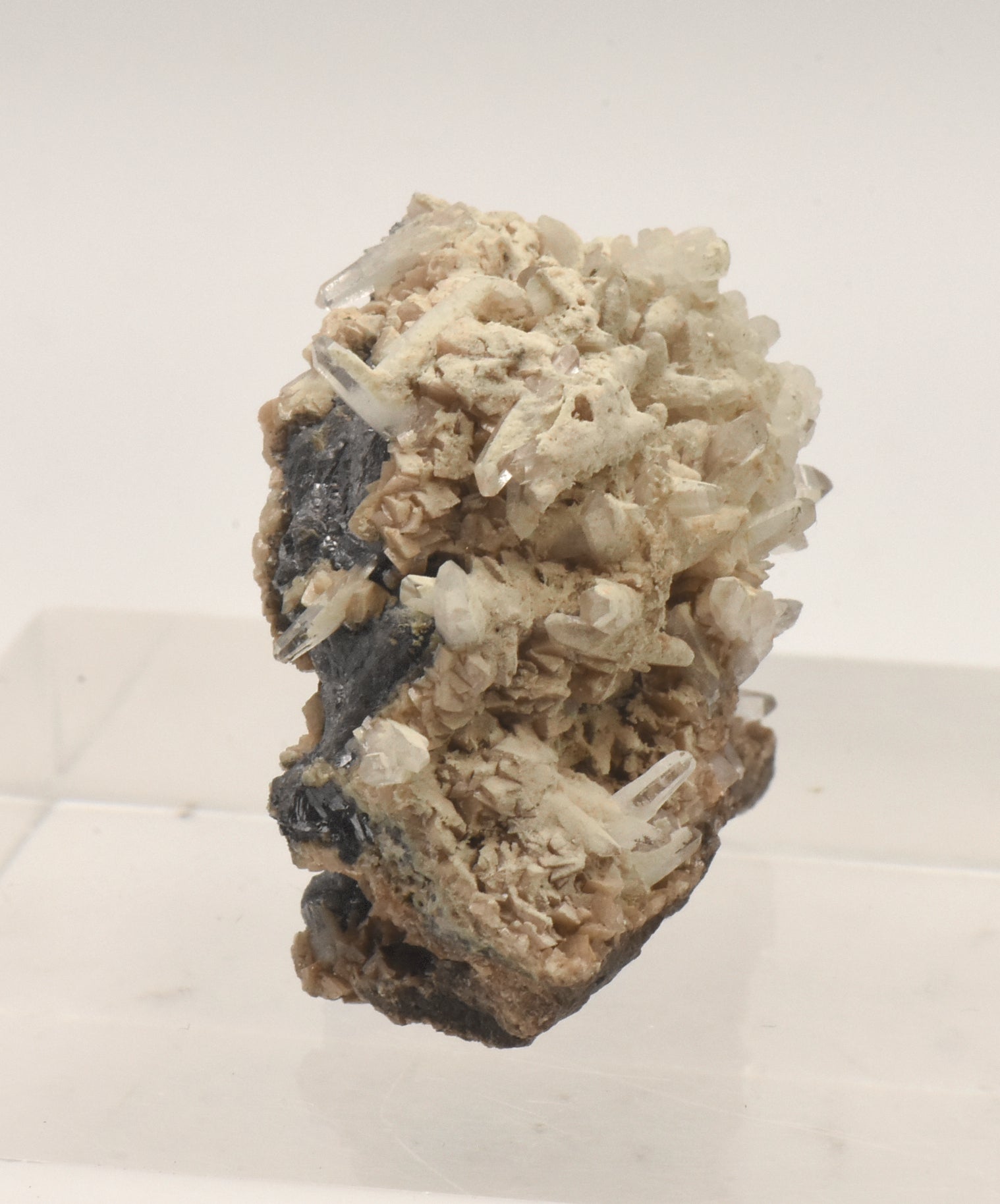 Galena and Dolomite with Quartz Crystals Mineral Specimen - Kosovo