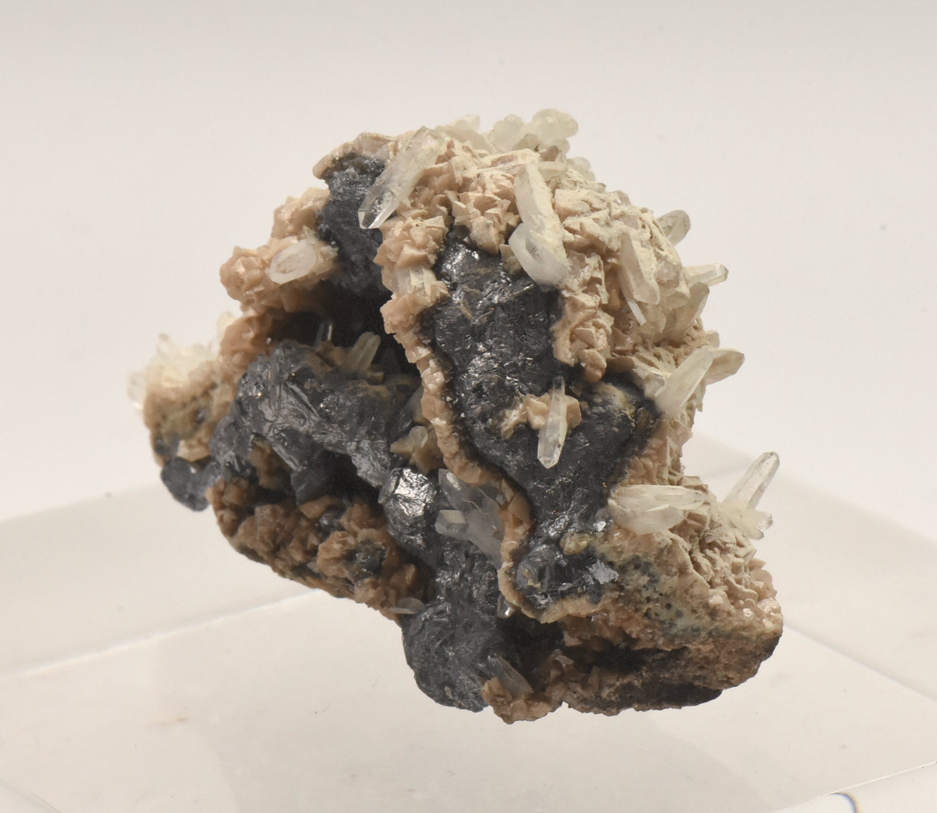 Galena and Dolomite with Quartz Crystals Mineral Specimen - Kosovo