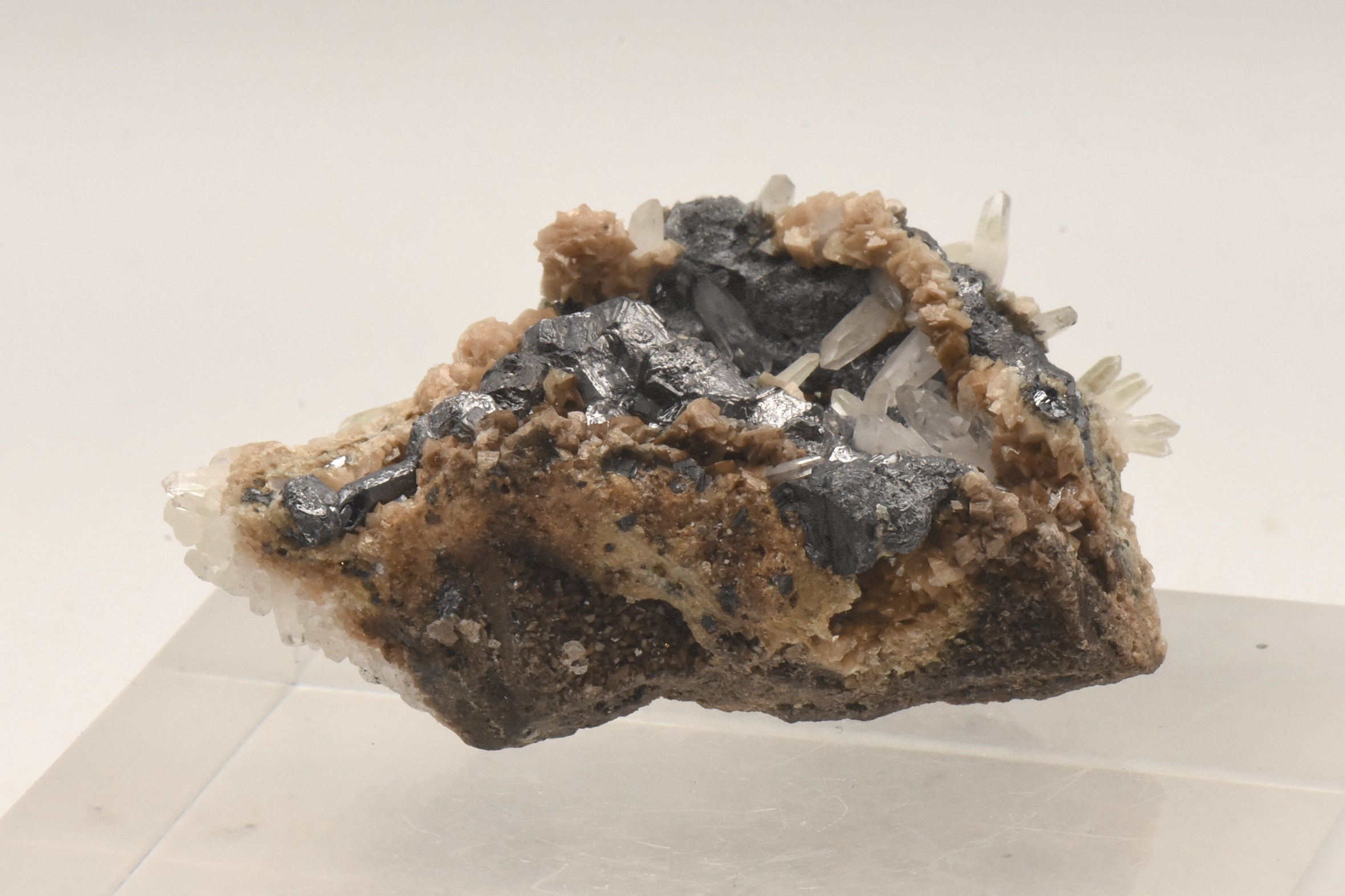 Galena and Dolomite with Quartz Crystals Mineral Specimen - Kosovo