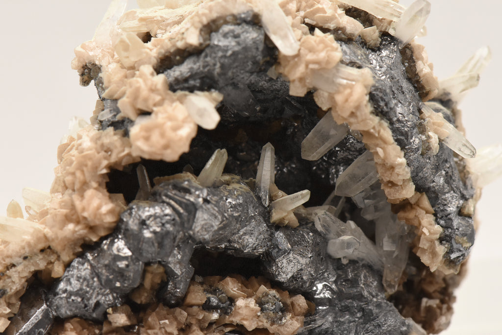 Galena and Dolomite with Quartz Crystals Mineral Specimen - Kosovo