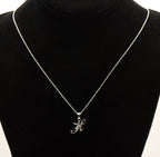 Avon - Vintage Diamond "H" Monogram Sterling Silver Pendant Necklace - 18.75"