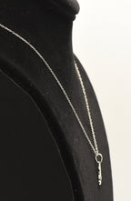 Avon - Vintage Diamond "H" Monogram Sterling Silver Pendant Necklace - 18.75"