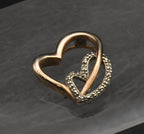 Vintage Sterling Silver Dual-Tone Hearts Sterling Silver Diamond Pendant