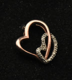 Vintage Sterling Silver Dual-Tone Hearts Sterling Silver Diamond Pendant