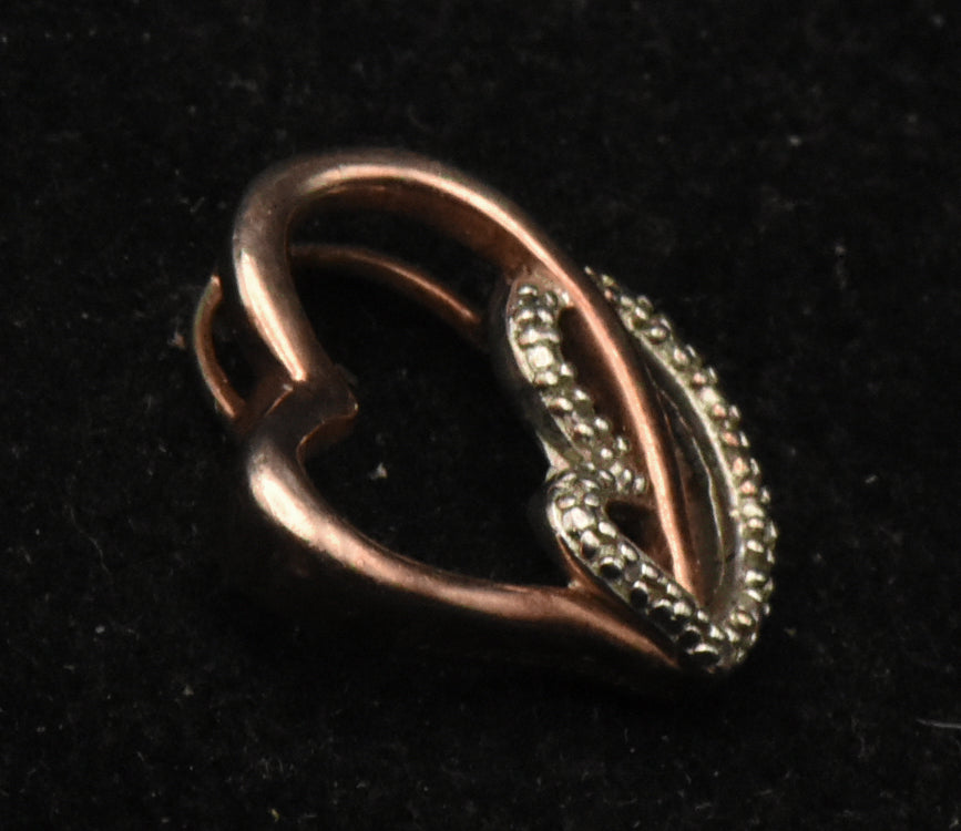 Vintage Sterling Silver Dual-Tone Hearts Sterling Silver Diamond Pendant