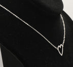 Sterling Silver Heart Pendant Chain Necklace - 14.5"