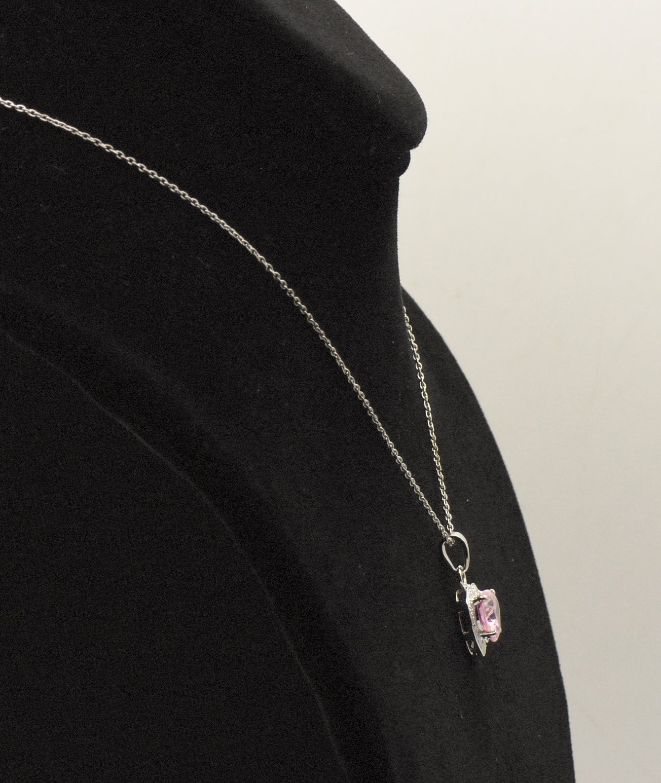 Amanda Rose Collection - Sterling Silver Pink Heart Glass Pendant Chain Necklace - 18"