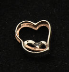 Vintage Sterling Silver Dual-Tone Hearts Sterling Silver Diamond Pendant