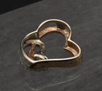 Vintage Sterling Silver Dual-Tone Hearts Sterling Silver Diamond Pendant