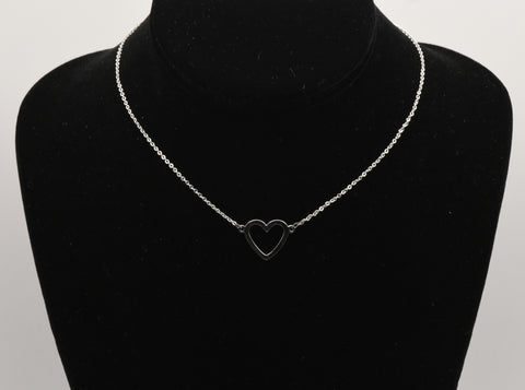 Sterling Silver Heart Pendant Chain Necklace - 14.5"