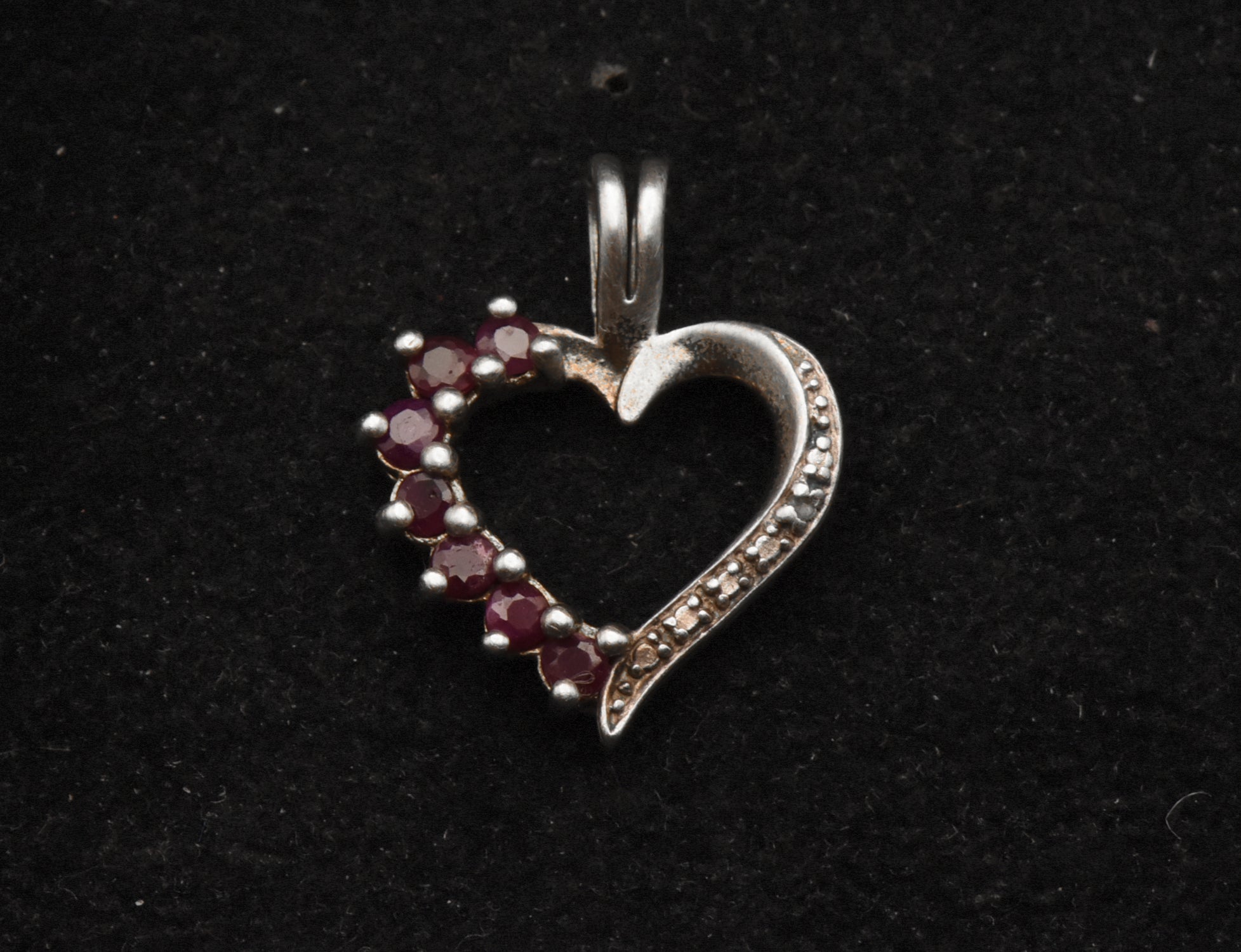 Ross-Simons - Rubies and Diamond Sterling Silver Heart Pendant