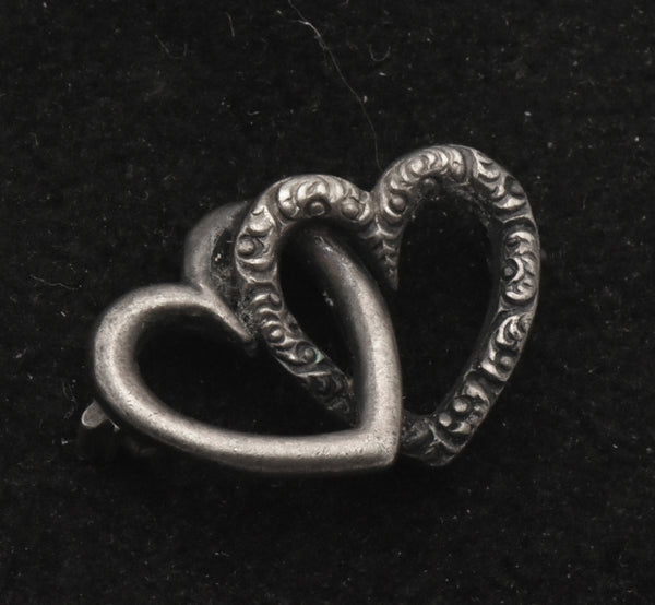 Vintage Sterling Silver Interlocking Hearts Pendant/Brooch (MISSING PIN)