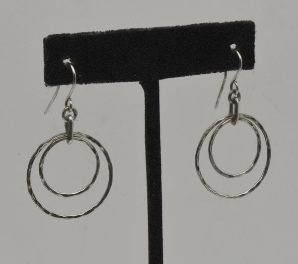Vintage Handmade Silver Circle Dangle Earrings