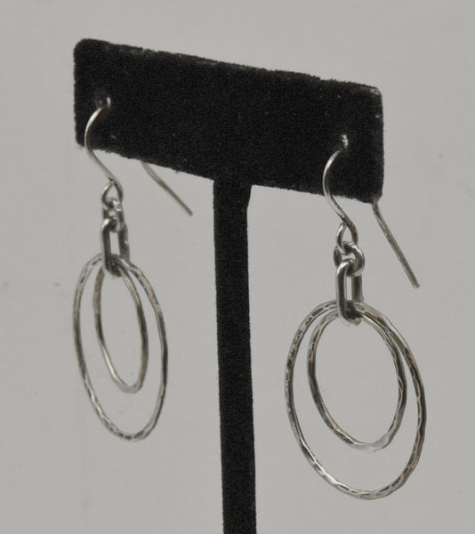 Vintage Handmade Silver Circle Dangle Earrings