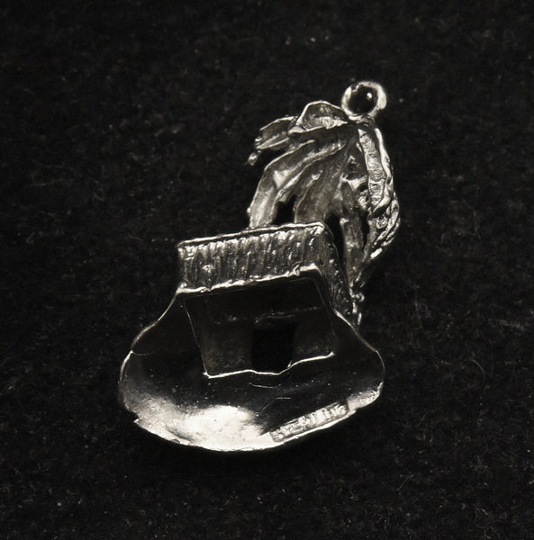 Vintage Sterling Silver Tropical Island Hut Charm