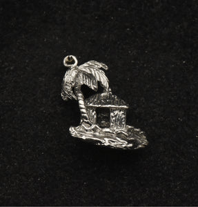 Vintage Sterling Silver Tropical Island Hut Charm