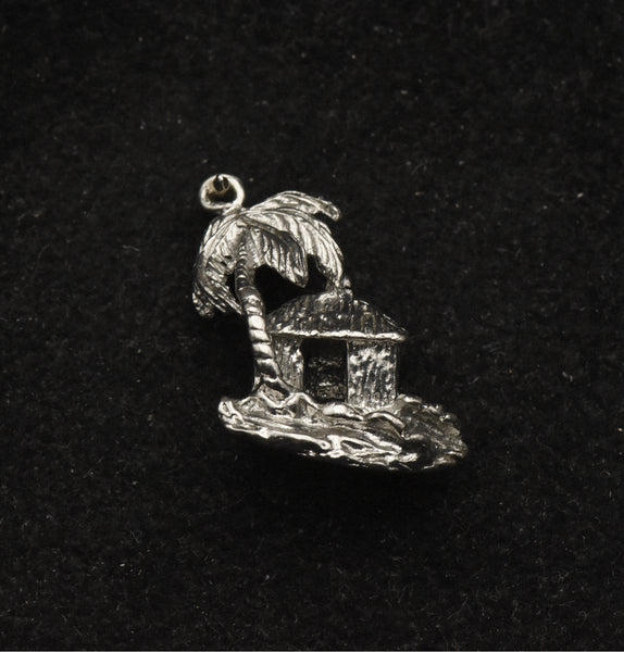 Vintage Sterling Silver Tropical Island Hut Charm