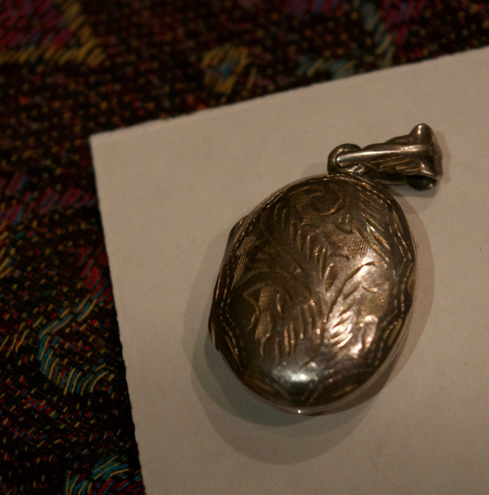 Engraved Sterling Silver Locket Vintage