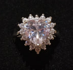 Sterling Silver Ring with Large Heart Shaped Simulated Diamond - Size 7