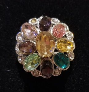 Sterling Silver Ring with Multicolored Simulated Gemstones