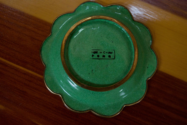 Scallop Rim Hand-painted Enamel on Copper Dish