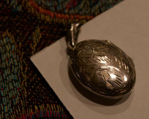 Engraved Sterling Silver Locket Vintage