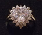 Sterling Silver Ring with Large Heart Shaped Simulated Diamond - Size 7
